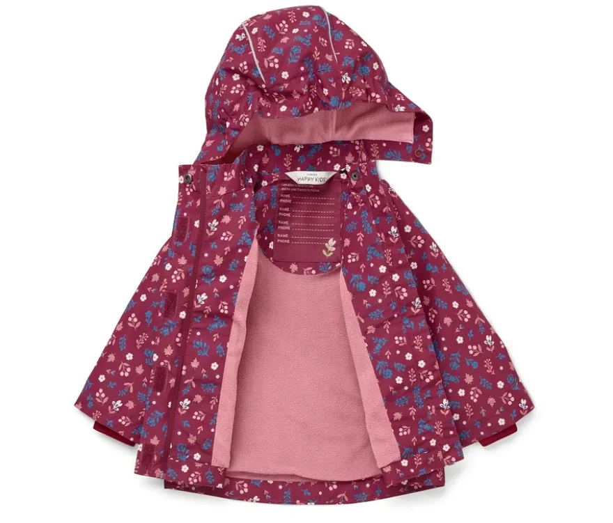 Kinder-Thermo-Regenjacke mit Fleecefutter, Blumen