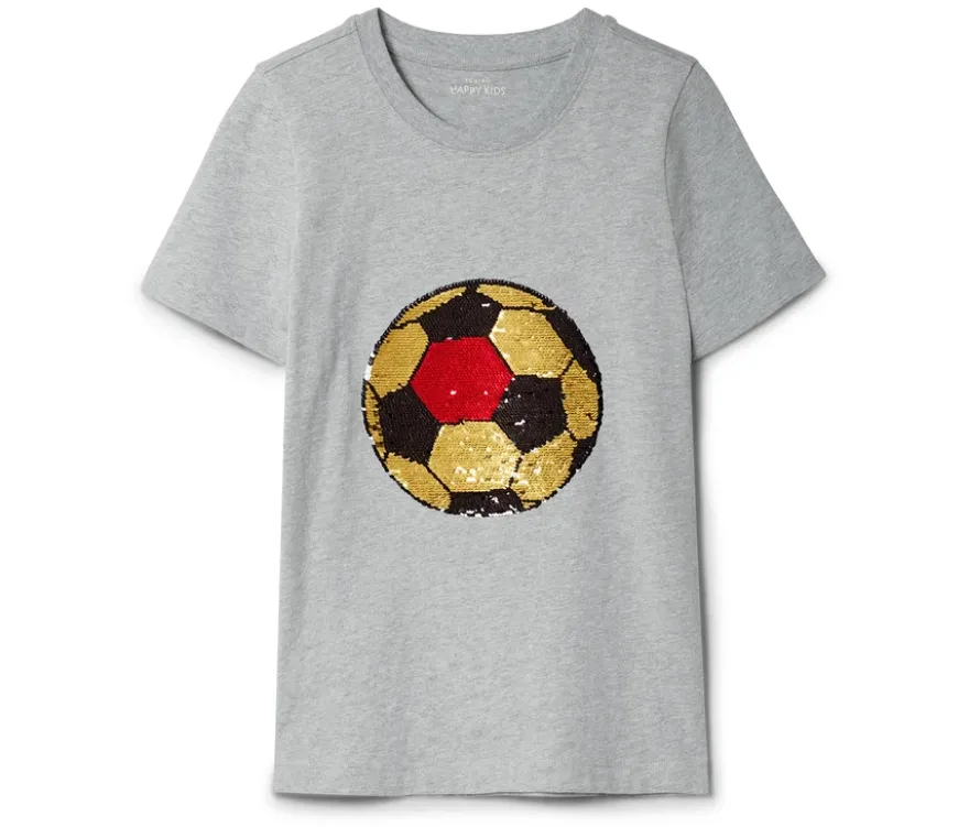 Kinder-T-Shirt mit Wendepailletten, Fußball