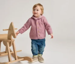 Kinder-Walkjacke mit Merinowolle, rosa