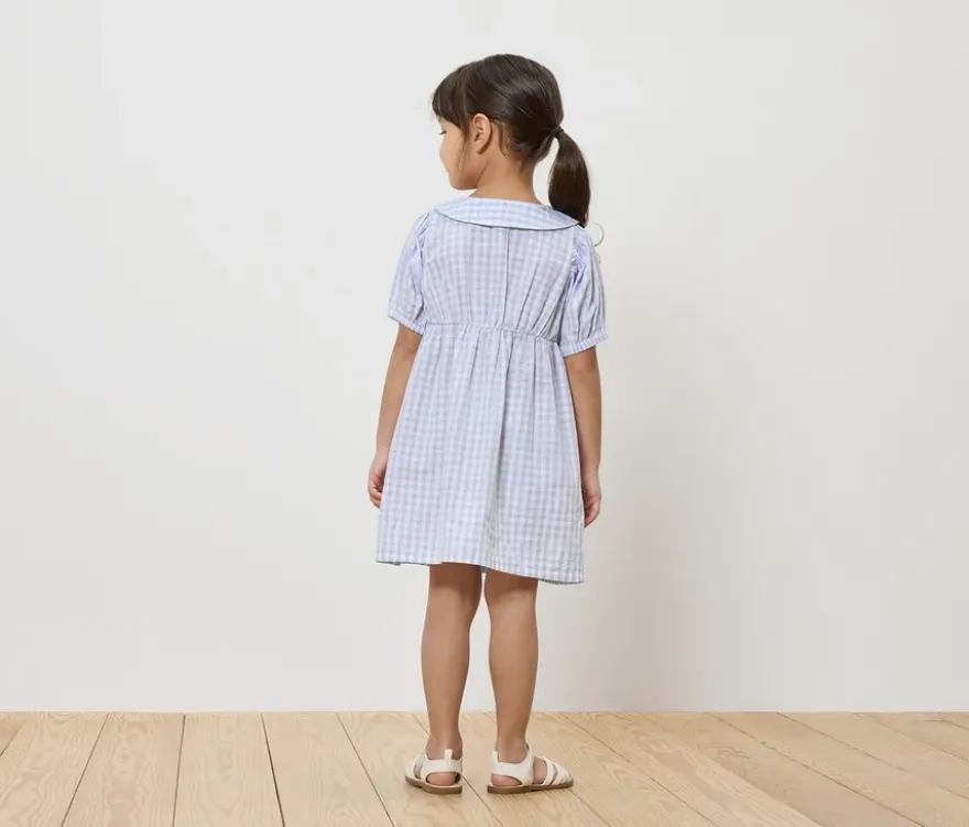 Kinder-Webkleid mit Bubi-Kragen