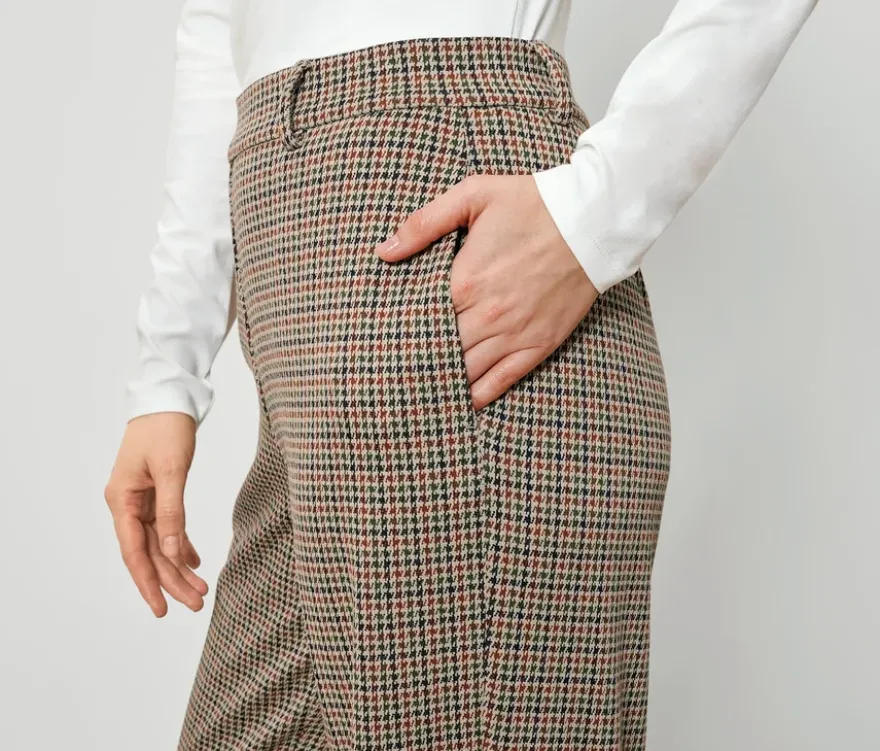 Komfort-Palazzohose mit Hahnentritt-Jacquard