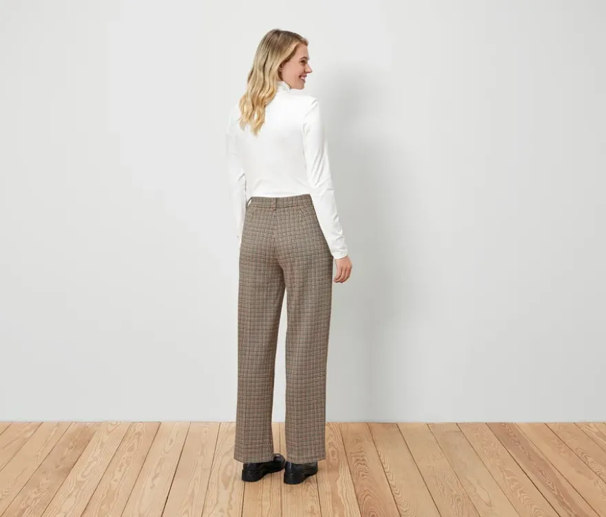 Komfort-Palazzohose mit Hahnentritt-Jacquard