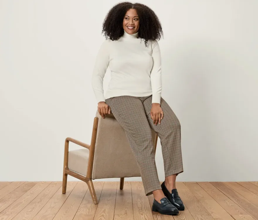 Komfort-Palazzohose mit Hahnentritt-Jacquard
