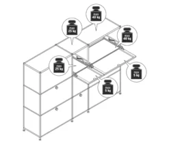 Kommode »CN3« mit 9 Klappen, grau
