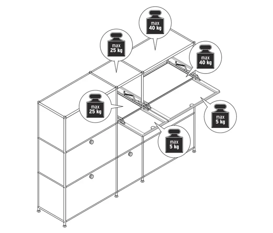 Kommode »CN3« mit 9 Klappen, weiß