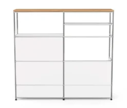 Kommode Metall »CN3« mit Holzplatte, 1 Kleiderstange, 1 Klappenfach und 3 Schubladen, weiß
