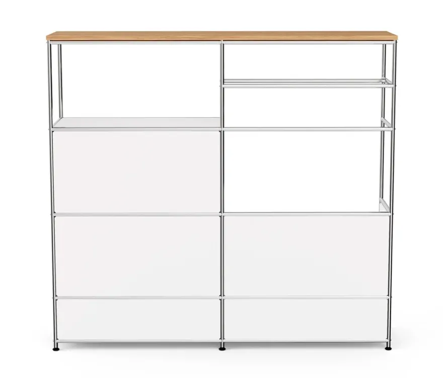 Kommode Metall »CN3« mit Holzplatte, 1 Kleiderstange, 1 Klappenfach und 3 Schubladen, weiß