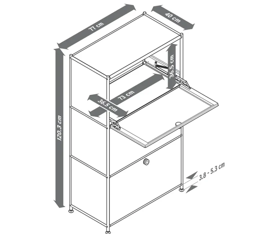 Kommode Metall »CN3« mit 3 Klappenfächern, dunkelblau