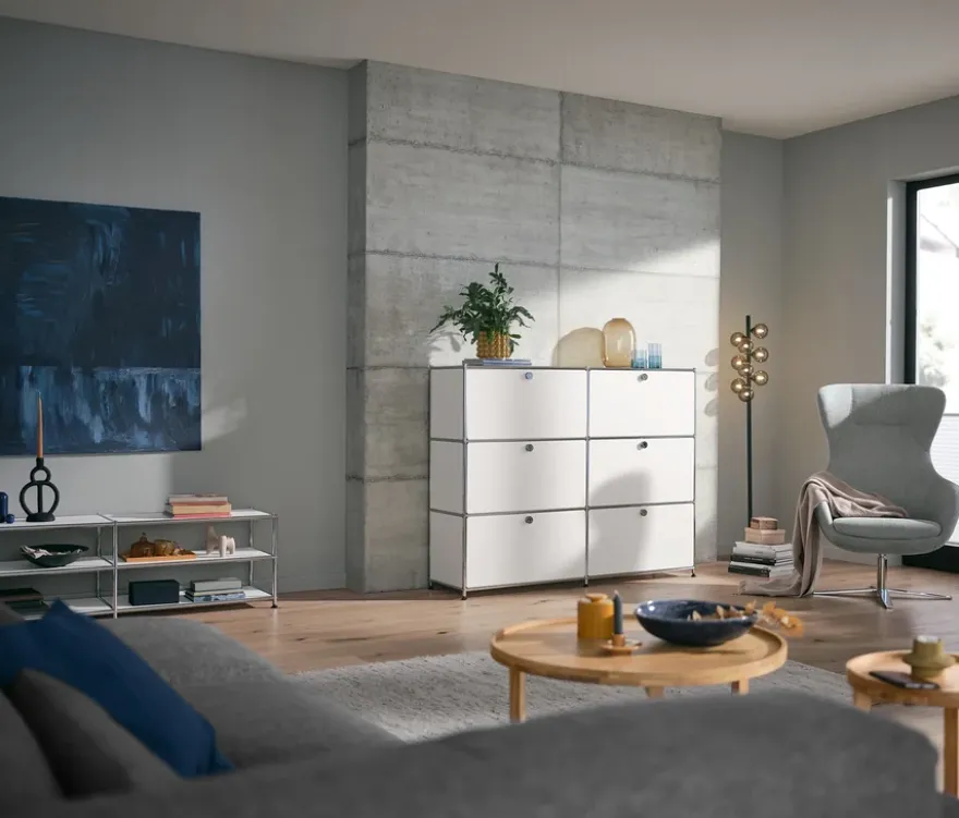 Kommode Metall »CN3« mit 6 Klappenfächern, groß, weiß