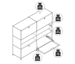 Kommode Metall »CN3« mit 4 Klappenfächern, weiß