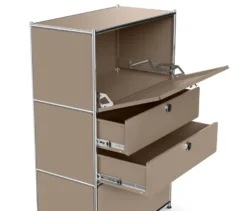 Kommode Metall »CN3« mit 2 Klappenfächern und 2 Schubladen, taupe