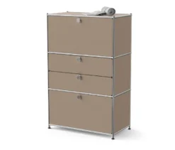 Kommode Metall »CN3« mit 2 Klappenfächern und 2 Schubladen, taupe
