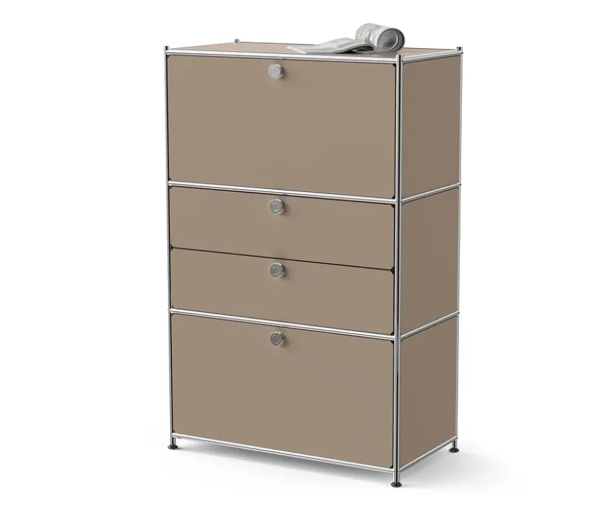 Kommode Metall »CN3« mit 2 Klappenfächern und 2 Schubladen, taupe