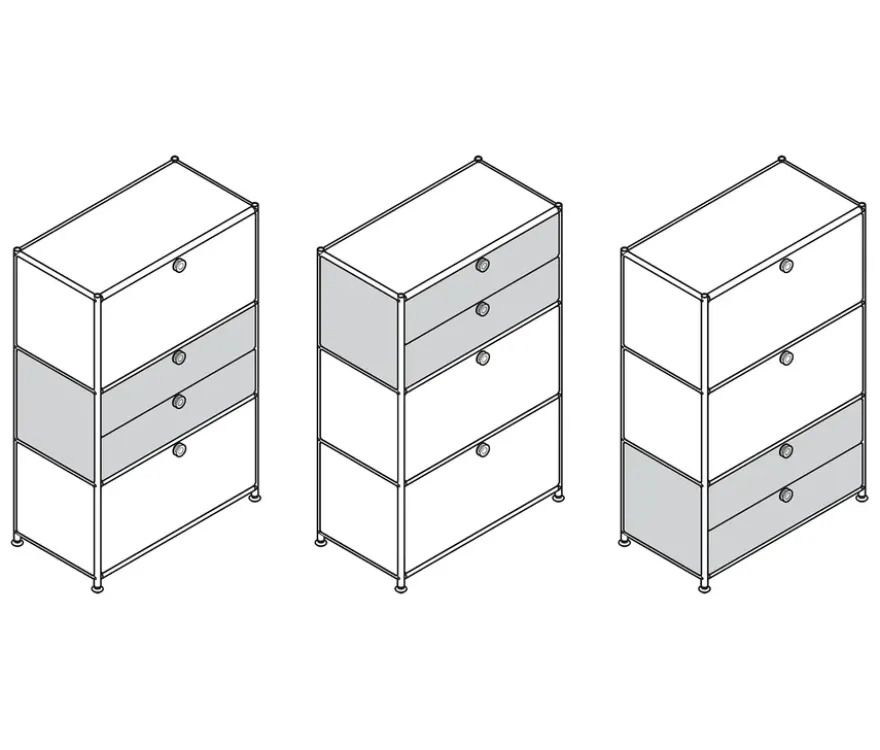 Kommode Metall »CN3« mit 2 Klappenfächern und 2 Schubladen, taupe