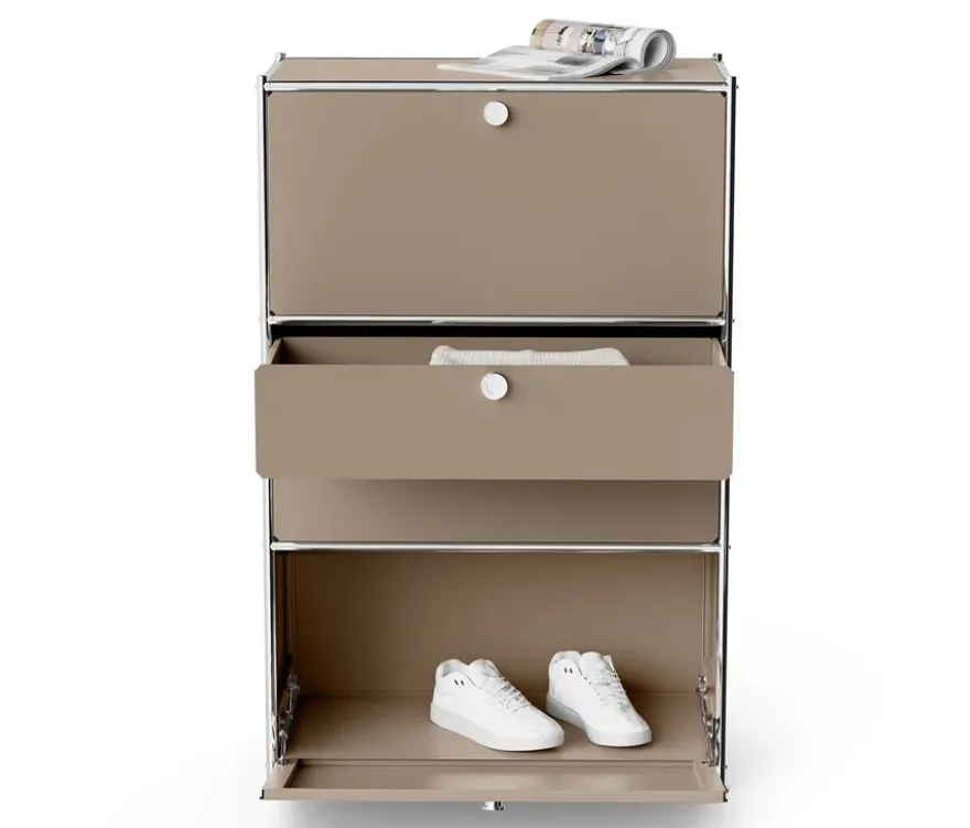 Kommode Metall »CN3« mit 2 Klappenfächern und 2 Schubladen, taupe