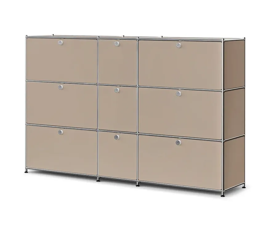 Kommode Metall »CN3« mit 9 Klappenfächern, taupe