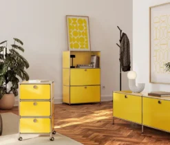 Kommode Metall »CN3« mit 2 Klappenfächern, gelb