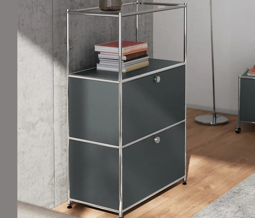 Kommode Metall »CN3« mit 2 Klappfächern, grau