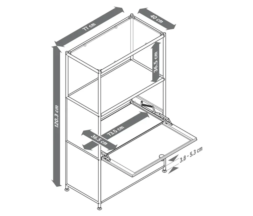 Kommode Metall »CN3« mit 2 Klappfächern, grau