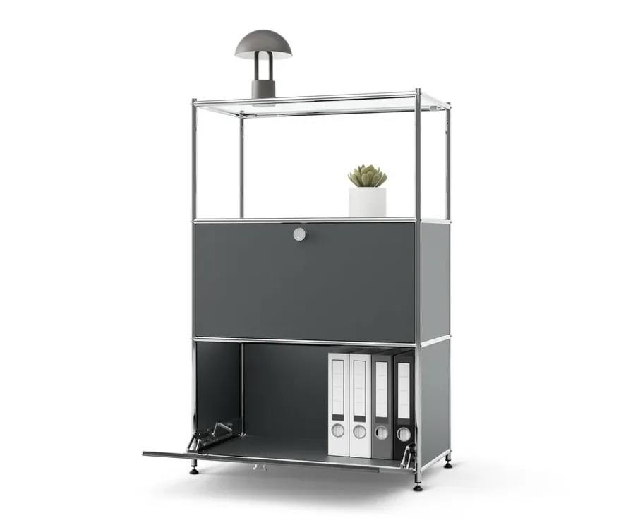 Kommode Metall »CN3« mit 2 Klappfächern, grau