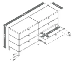 Kommode Metall »CN3« mit 6 Schubladen, grau