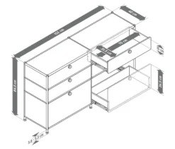 Kommode Metall »CN3« mit 6 Schubladen, weiß