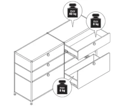 Kommode Metall »CN3« mit 6 Schubladen, schwarz