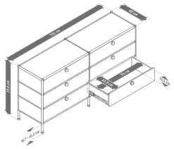 Kommode Metall »CN3« mit 6 Schubladen, schwarz
