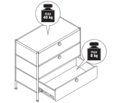 Kommode Metall »CN3« mit 3 Schubladen, grau