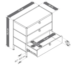Kommode Metall »CN3« mit 3 Schubladen, weiß