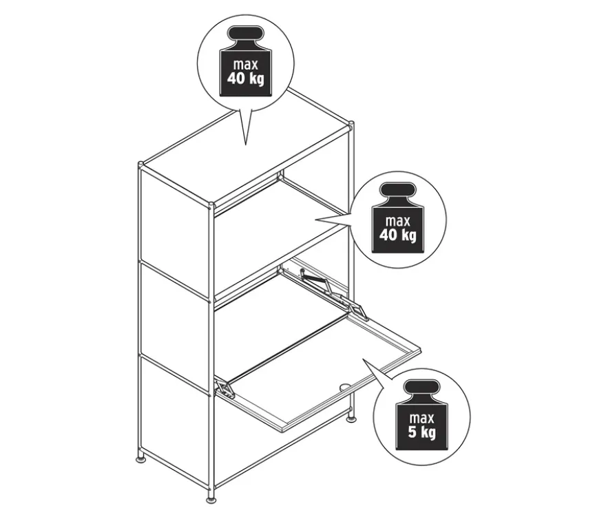 Kommode Metall »CN3« mit 2 versetzbaren Klappenfächern, enzianblau