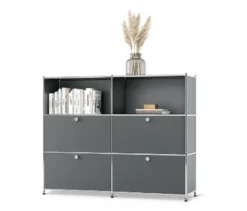 Kommode Metall »CN3« mit versetzbaren Klappenfächern, grau
