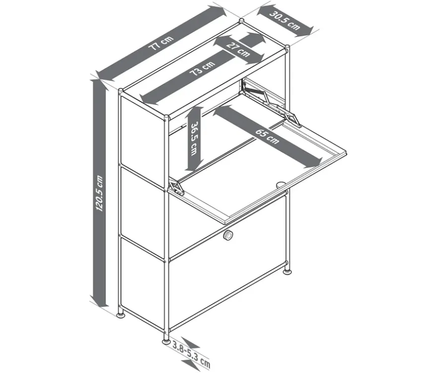 Kommode Metall »CN3 Slim Line« mit 3 Klappfächern, weiß