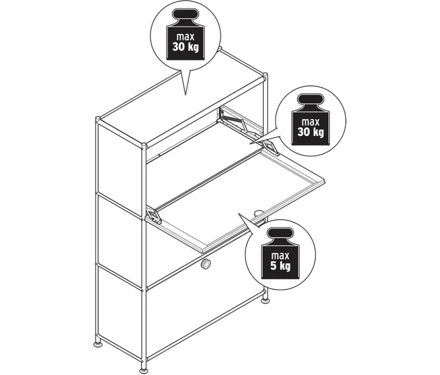 Kommode Metall »CN3 Slim Line« mit 3 Klappfächern, weiß