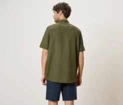 Kurzarmhemd mit Leinen, khaki