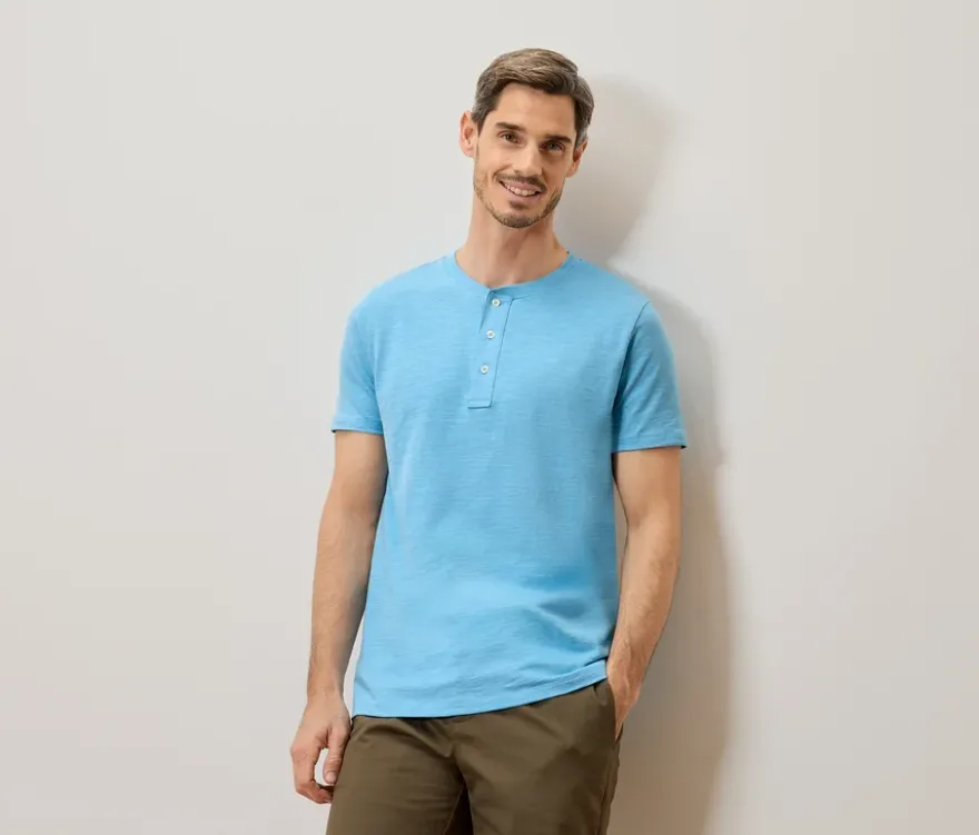 Kurzarm-Henley, hellblau