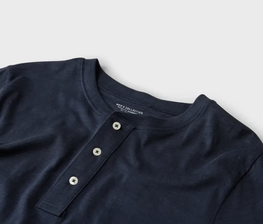 Kurzarm-Henley, navy