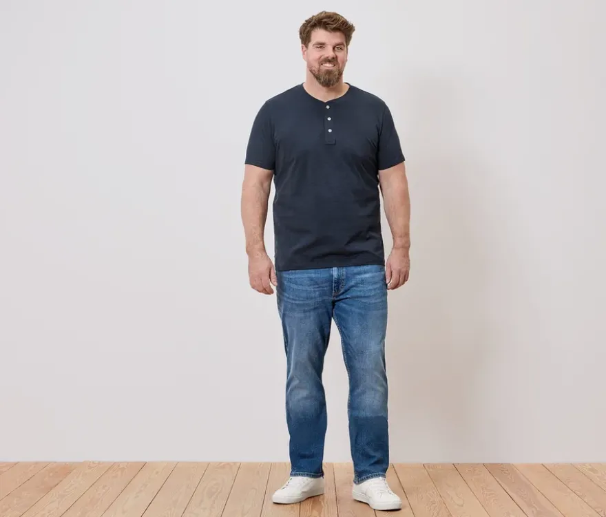 Kurzarm-Henley, navy