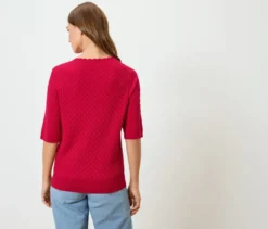 Kurzarmpullover mit Ajour-Muster