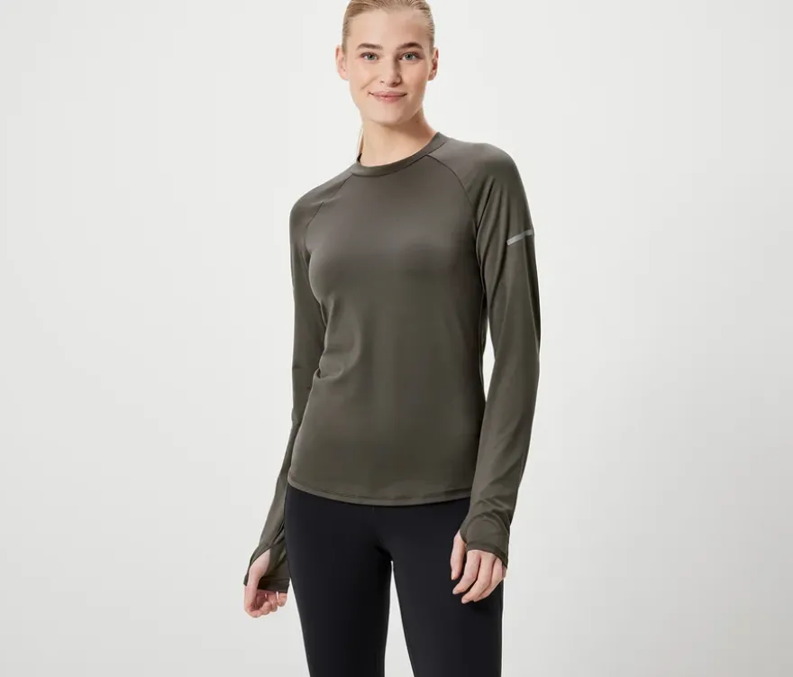 Langarm-Funktionsshirt, olivgrün