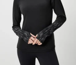 Langarm-Funktionsshirt, schwarz-silberfarben