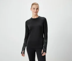Langarm-Funktionsshirt, schwarz-silberfarben