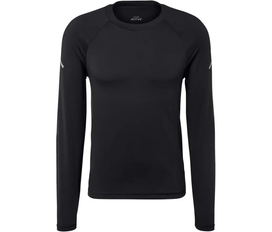 Langarm-Funktionsshirt, schwarz