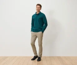Langarm-Poloshirt, grün