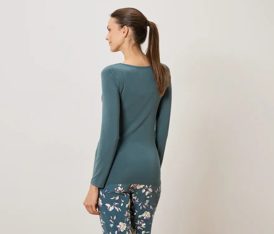 Langarmshirt im Modal-Seide-Mix