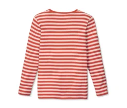 Langarmshirt mit Knotendetail, orange-weiß gestreift