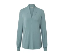 Langarmshirt mit V-Ausschnitt, rauchblau