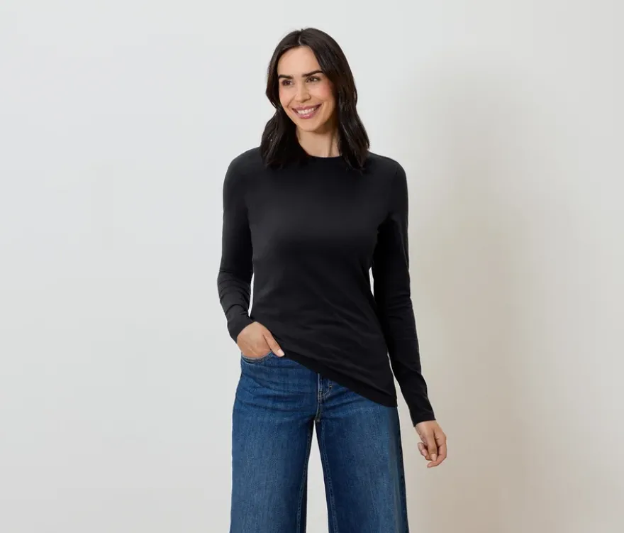 Langarmshirt, schwarz