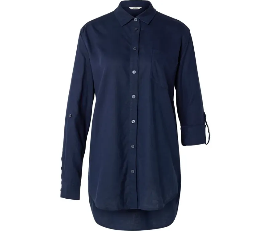 Lange Leinenbluse, dunkelblau