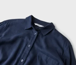 Lange Leinenbluse, dunkelblau